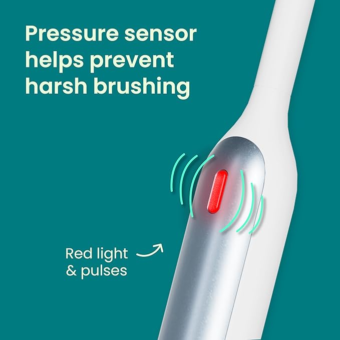 Quip Rev Oscillating Rechargeable Electric Toothbrush with Extra Brush Head - Soft Bristles, Pressure Sensor, 3 Intensities, 30-Day Battery Life, 2-Min Timer, Travel Case, Mirror Mount - Blue Mist