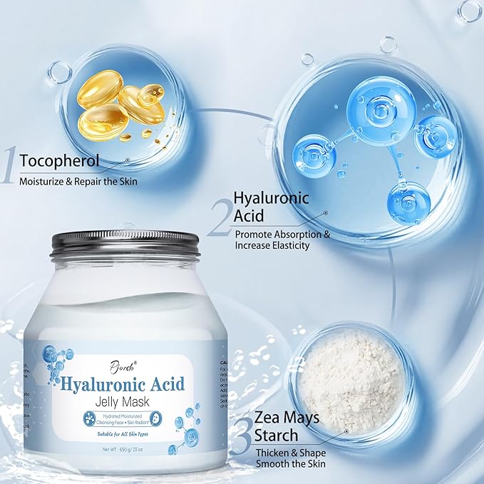 Jelly Masks Set for Facials Professional, Hyaluronic Acid Jelly Mask Powder with Mixing Bowl Set, Peel Off Hydrojelly Mask for Moisturizing & Hydrating, Christmas Spa Gifts for Women