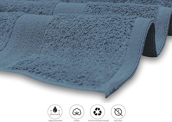 Softolle Luxury 8 Piece Towel Set, 2 Bath Towels 2 Hand Towels 4 Washcloths, 100% Cotton Towels for Bathroom, Home, Spa & Gym - Highly Absorbent Ultra Soft Quick-Dry (Slate Blue)