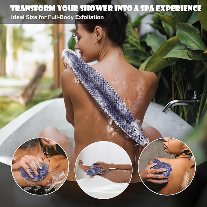 SubSahara African Exfoliating Net Sponge Authentic - 2 Pieces Scrubber for All Skin Types, Ideal for Face & Body Daily Use, Durable, Travel Portable (Blue & Pink)
