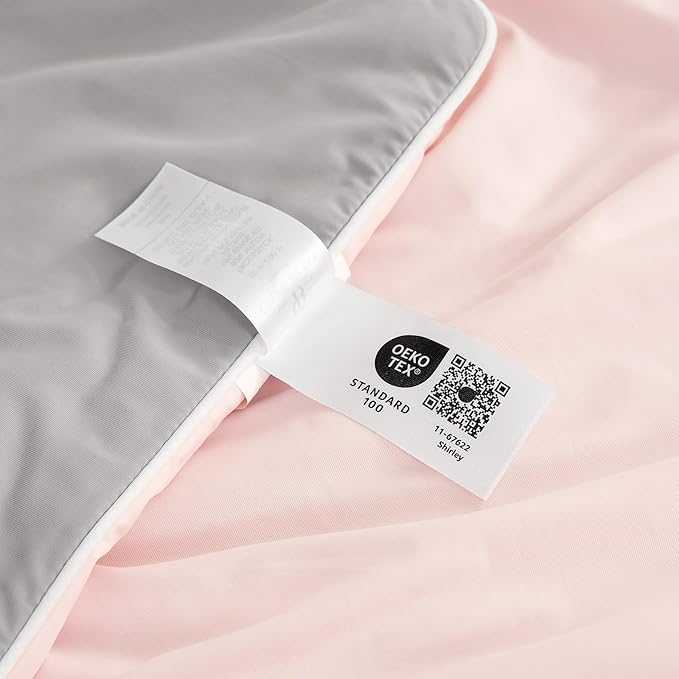 Cozy Bliss Cooling Comforter Queen Size, Cooling Blankets for Hot Sleepers and Night Sweats, Pink Gray Summer Comforter for Queen Size Bed, Breathable Soft Lightweight Silk Smooth