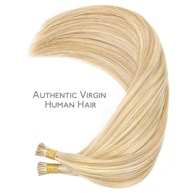 WENNALIFE I Tip Hair Extensions Real Human Hair, 100g 200s 14 Inch Dirty Blonde Highlighted Bleach Blonde Remy Itip Human Hair Extensions Invisible Itips Straight I Tips Cold Fusion Extensions