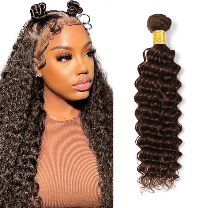 28 inch Brown Bundles Human Hair #4 Deep Wave Bundles Dark Brown Deep Wave Bundle 100g
