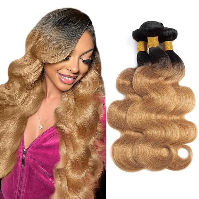 28 30 32 Inch Ombre Bundles Human Hair 1B27 Body Wave Bundle Honey Blonde Bundle Brazilian Unprocessed Virgin Hair 3 Bundles