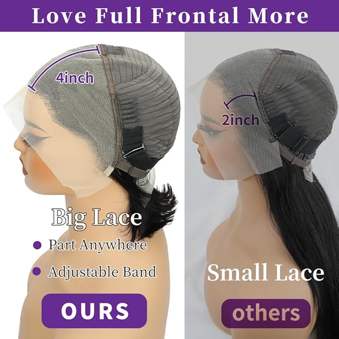 LICHANG 14 Inch 13x4 Bob Wigs Human Hair Front Wigs Human Hair 180% Density Straight Short Bob Wigs for Women