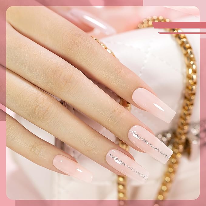 RARJSM Jelly Nude Gel Nail Polish Set 6 Transparent Neutral Skin Tone Colors Milky White Clear Pink Sheer Rose Red French Manicure LED UV Gelpolish Soak Off Curing Requires for Home Salon 7.5ml
