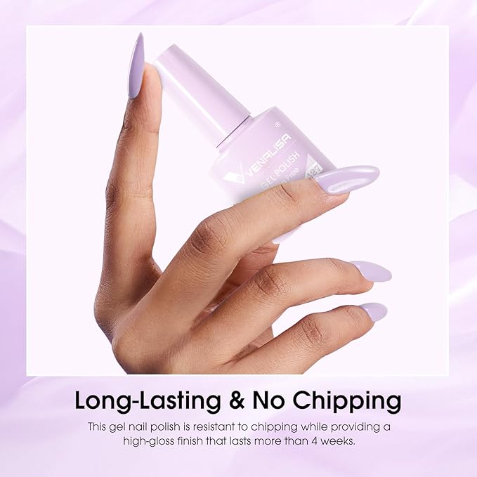 VENALISA Purple Gel Nail Polish, 1 Pcs Light Purple Gel Polish Soak Off DIY at Home Manicure Salon Nail Art For Girls Women