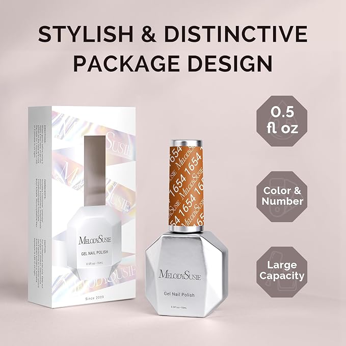 MelodySusie Transparent Brown Gel Nail Polish,0.5fl oz Nails Soak Off UV LED Cinnamon Brown Gel Polish Gift for Women Nail Art Manicure Salon DIY Nail Design Decoration at Home-1654