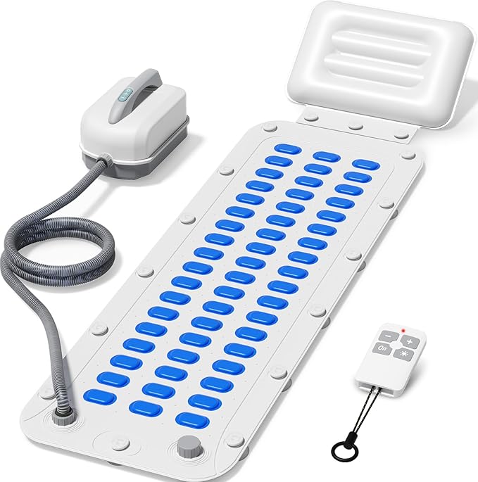 Portable Spa Bubble Bath Massager,Full Body Waterproof Spa Mat for Bathtub, 6-Speed Bubbles, Remote Control & Non-Slip Suction Cups for Home Relaxation (Blue)
