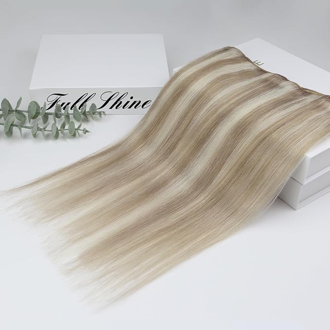 Full Shine Clip in Extensions Golden Blonde Highlight Medium Blonde Clip in Hair Extensions for Women Straight Invisible Clip ins Softness 12 Inch 3 PCS 60 G