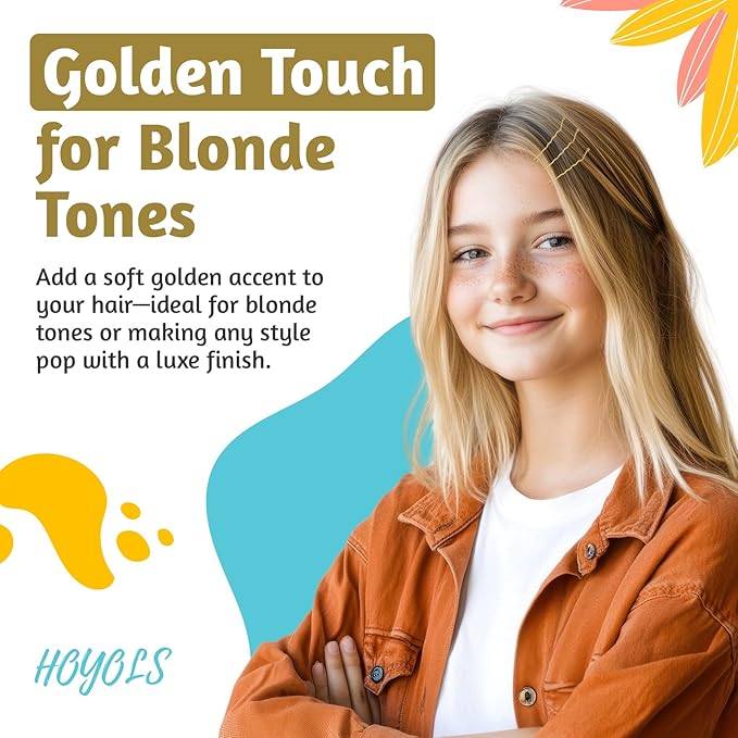 HOYOLS Gold Bobby Pins for Hair, 150 PCS in 3 Sizes (1.9", 2.4", 2.7") for Women Girls, Blonde Hair Pins for Bun, Updo & Styling (Gold)