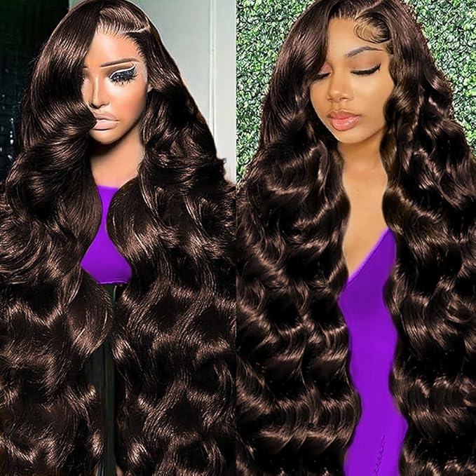 30 Inch Chocolate Brown Lace Front Wig Human Hair 220 Density 13x6 Hd Body Wave Lace Front Wigs Human Hair Pre Plucked Colored Frontal Wigs Human Hair Brown Wigs Human Hair Wigs for Women