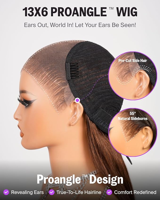 Drawstring 13x6 Glueless Chocolate Brown Wig Human Hair Pre Cut HD Lace Front Body Wave Glueless Wigs Human Hair Pre Plucked Pre Bleached Frontal Wig 24 Inch 220% Density
