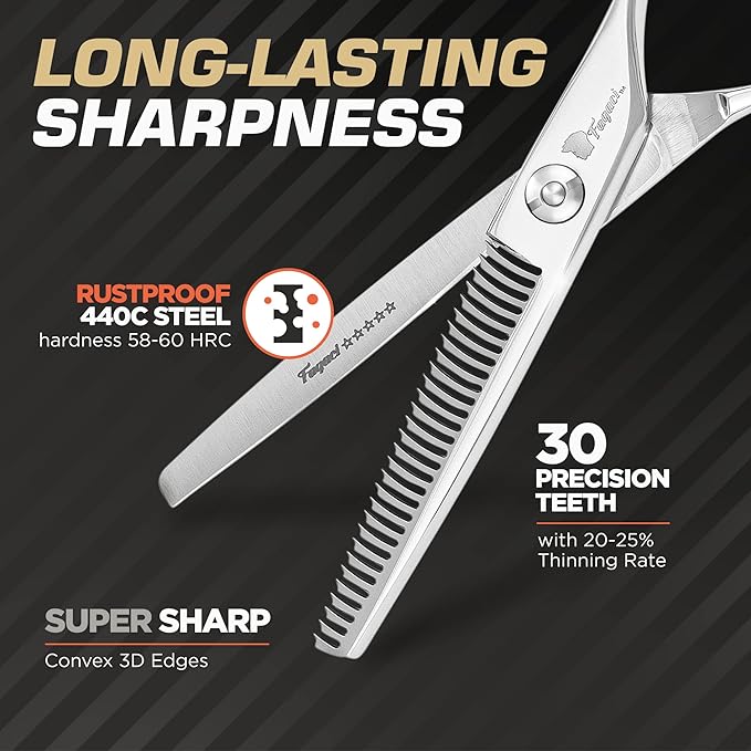 Fagaci Professional Thinning Shears & Hair Clippers for Barbers with Precise Cutting, Turbo Cordless Hair Clippers for Men Professional, Thinning Scissors, Hair Shears, Barber Scissors