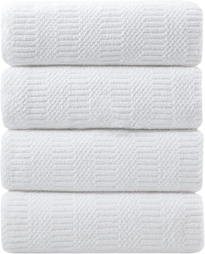 Ycosy 4 Pack Extra Large Microfiber Bath Towels Set,35x70 inches,600GSM,Less Lint Highly Absorbent Super Soft & Quick Dry,Oversized Bath Towels,Perfect for Bathroom Gym Pool,White