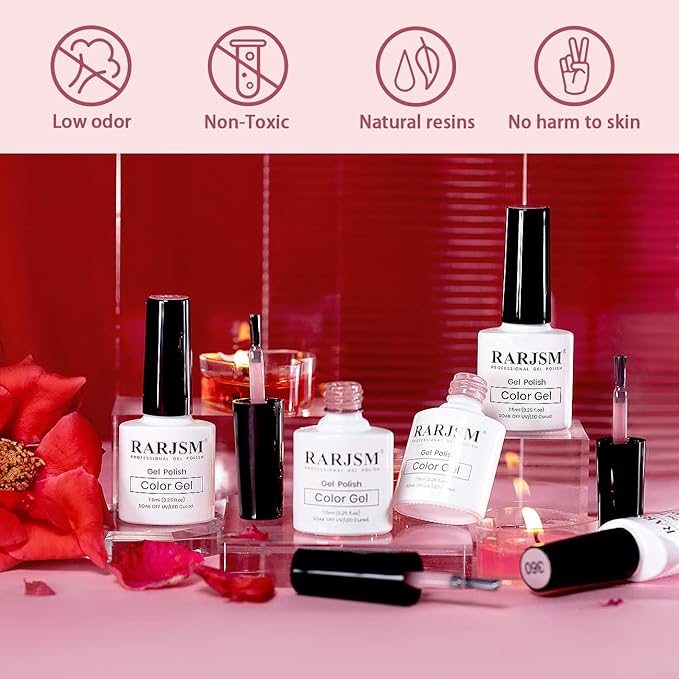 RARJSM Nude Gel Polish Set Purple Jelly Gel Nail Polish of 6 Transparent Colors 7.5ml Clear Mavue Purple Pink Sheer Rose Red Brown Autumn Winter French Manicure LED UV Gel Curing Requires Soak Off