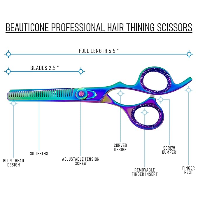 Hair Cutting & Thinning Scissors Set, Professional 6.5" Barber Shears for Haircut Men/Women, Beard & Mustache Trimming Stainless Steel Hairdressing Scissors, Adjustable Screw