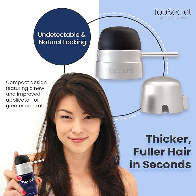 Top Secret Hair Thickening Building Fibers Applicator Included - Undetectable & Natural Hair Filler for Men & Women - Instantly Fill In Fine Thinning Hair - Weather & Sweat Resistant (Blonde, Large)