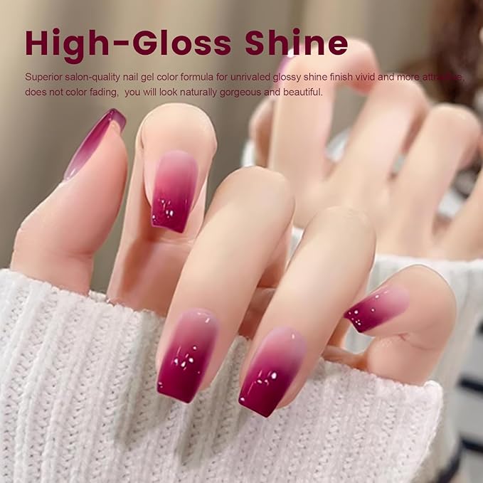 RARJSM Dark Megenta Purple Nude Gel Nail Polish Neutral Skin Tone Sheer Purple Jelly Gel Polish 15ml Single Bottle Transparent Nail Gel Polish Soak off UV LED Cured for Home Salon DIY Manicure