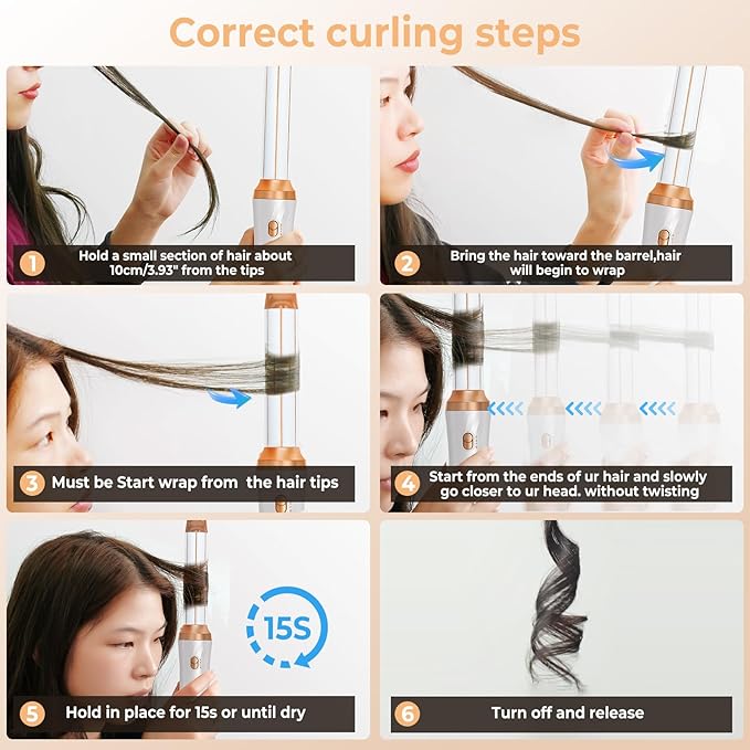 6 in ONE Blow Dryer Brush,Air Curling Iron Round Brush Blow Dryer 800W,Ionic Hair Dryer Brush for Women, Hot Air Brush Hair Styling Tools 100-120V