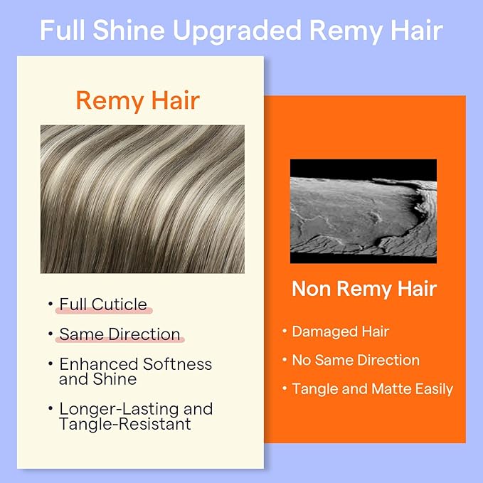 Full Shine 22 Inch Hair Extensions Cool Blonde Remy Clip in Human Hair Extensions Cool Taupe Balayage Blonde Real Hair Clip in Extensions Human Hair 7 Pcs 120 G