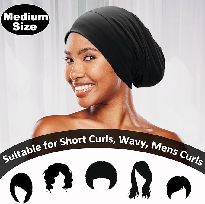 Sleep Cap Bonnet for Sleeping Black Women Men, Adjustable Cooling Lining Bonnets for Curly Hair Wrap Braids Beanie Night Hat
