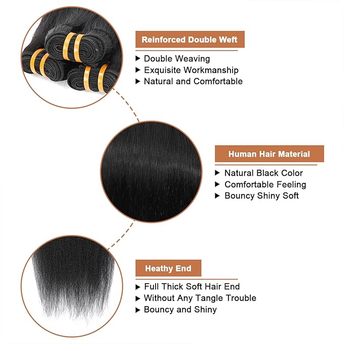 16A Raw Human Hair Bundles 100% Burmese Virgin Straight Bundles Human Hair, Sliky Boutique Extensions, Can Be Dyed and Restyled, Full Ends, Vertical Smooth (16 18 20 22)
