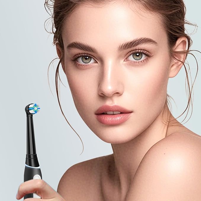 8 Pcs IO Replacement Heads Compatible with Oral B IO 2/3/4/5/6/7/8/9/10/Deep Clean Series Electric Toothbrushes, Medium Softness Brush Heads Compatible with Oral B iO (Black)