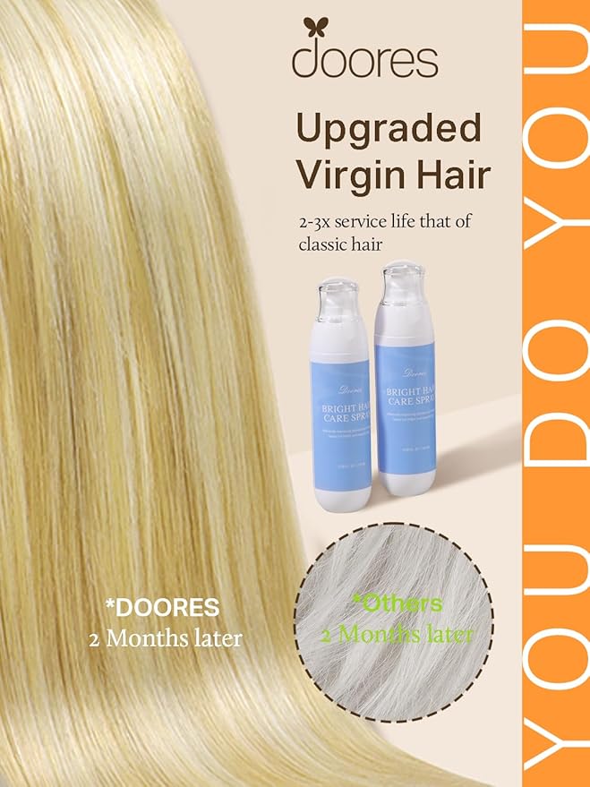 DOORES Tape in Hair Extensions, Drity Blonde Mixed Platinum Blonde 40pcs 120g 26 Inch, Seamless Straight Real Human Hair