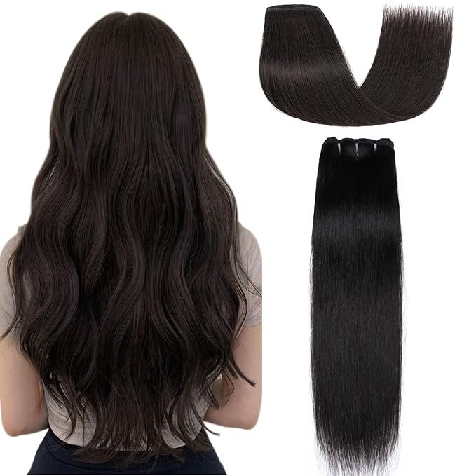 Hairro Sew in Hair Extensions Real Human Hair, 100g/bundle Weave Weft for Women Adding Volume and Length, for DIY Beauty Dating Party, 10 Inch One Bundle Straight #1B Natural Black