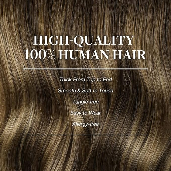 GOO GOO Clip in Hair Extensions Real Human Hair, Remy Human Hair Extensions Clip ins for Women, Natural Human Hair, 22inch 150g 9Pcs, 4/27/4 Balayage Chocolate Brown to Caramel Blonde