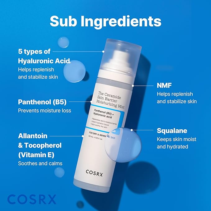 COSRX Barrier Cream Face Mist - Milky Toner with Ceramide & Hyaluronic Acid, Hydrating and Soothing Facial Spray for All Skin Types, 4.06 fl.oz, Korean Skin Care, Stocking stuffers for women
