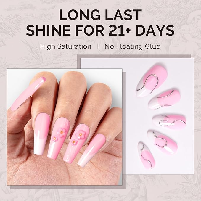 MelodySusie 0.5fl oz Sakura Pink Gel Nail Polish, Nails Soak Off UV LED Bright Pink Gel Polish Gift for Women Nail Art Manicure Salon DIY Nail Design Decoration at Home-A2604