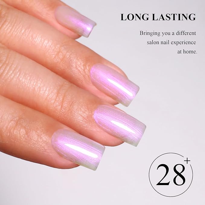 Imtiti Pearl Gel Nail Polish - 1Pcs White to Pink Glitter Shimmer Soak Off UV LED Gel Polish, Long Lasting Gel Manicure, Mermaid Shine for French Nails Manicure Salon DIY at Home(0.34 Fl Oz-962)