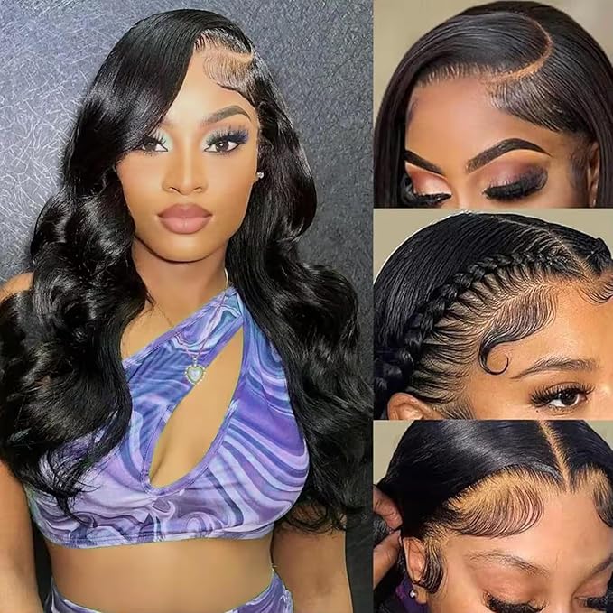 Zazumi 13x6 Body Wave Lace Front Wigs Human Hair 200 Density HD Transparent Lace Frontal Human Hair Wig for Black Women Glueless Wigs 24 Inch