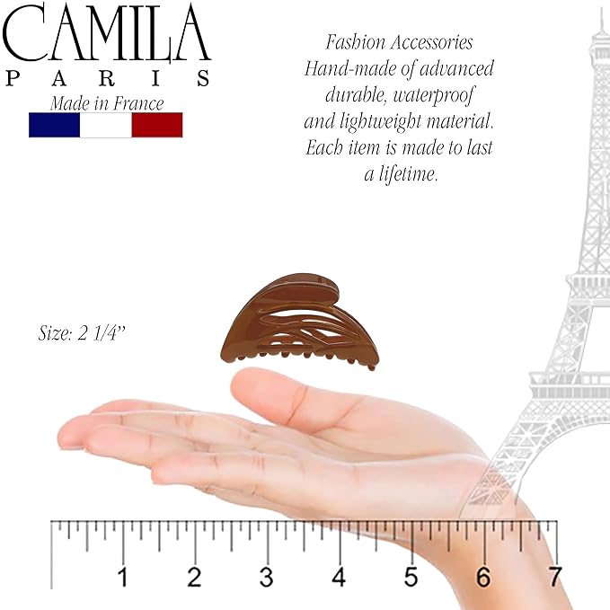 Camila Paris CP3431 French Hair Clip for Women, Small Dolphin Caramel, Girls Hair Claw Clips Jaw Fashion Durable and Styling Hair Accessories for Women, Strong Hold No Slip Grip Made in France