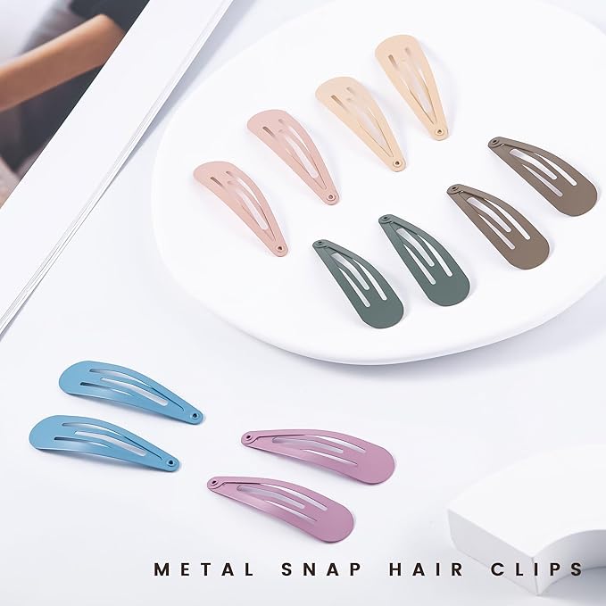 48 PCS Small Metal Barrettes For Women Non Slip Water Drop Snap Clips For Thick Thin Fine Hair Classic Accessories,Pink Blue Green,1.97 x 0.5 In