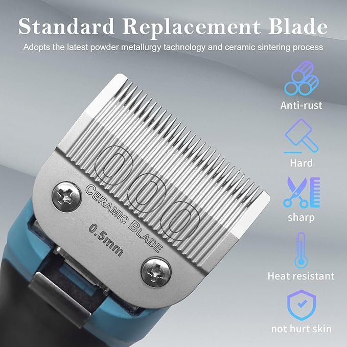 7 Packs Detachable Replacement Blades,Compatible with Andis/oster Classic 76/Star-Teq/Power-Teq/A5 Clipper,Cut Length 1/150"to 1/2"
