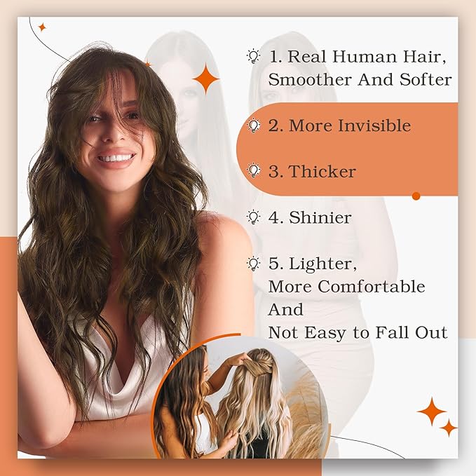 Full Shine Tape in Hair Extensions Real Human Hair 24Inch Color 4 Medium Brown Tape in Extensions Human Hair 50 G 20Pcs Seamless Skin Weft Hair Extensions Glue in Invisible Remy Human Hair Add Length