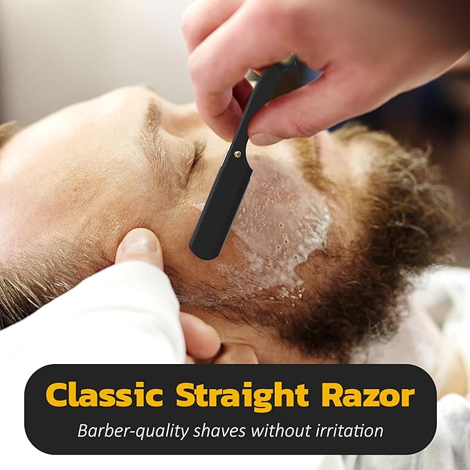 The Cut Factory- Hair Cutting Scissors & Straight Razor Barber Kit with Leather Pouch – Professional Hair Scissors, Barber Scissors & Razor with 20 Replaceable Blades