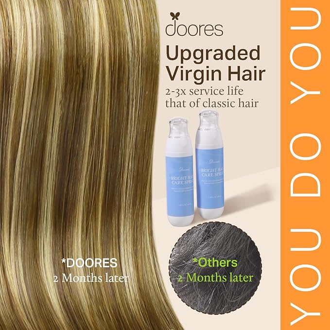 Doores Microlink Human Hair Extensions, Medium Brown Highlighted Dirty Blonde, 24 Inch, Remy, Microloop