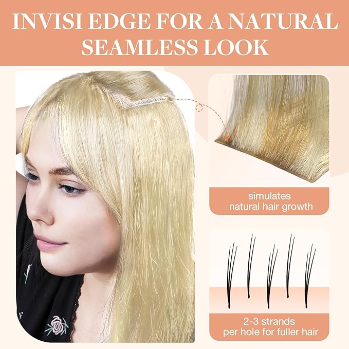 GOO GOO Invisi Edge Clip in Hair Extensions Set, 22inch 150g, 5pcs Injected Seamless PU Clip ins and 2pcs Classical PU Clip ins, Virgin Real Human Hair, #P16/22A
