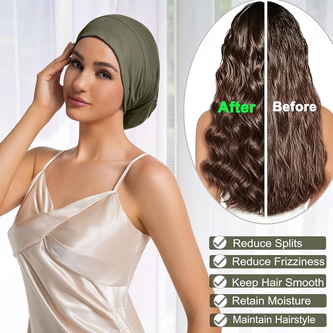 Sleep Cap Bonnet for Sleeping Black Women Men, Adjustable Cooling Lining Bonnets for Curly Hair Wrap Braids Beanie Night Hat