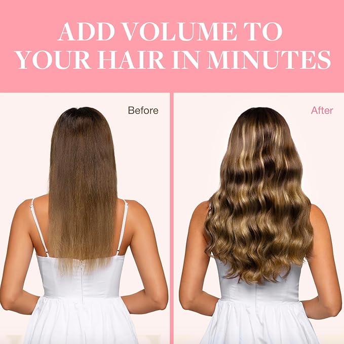 GOO GOO Clip in Hair Extensions Real Human Hair, Remy Human Hair Extensions Clip ins for Women, Natural Human Hair, 20inch 80g 2Pcs, #4/27/4 Balayage Chocolate Brown to Caramel Blonde