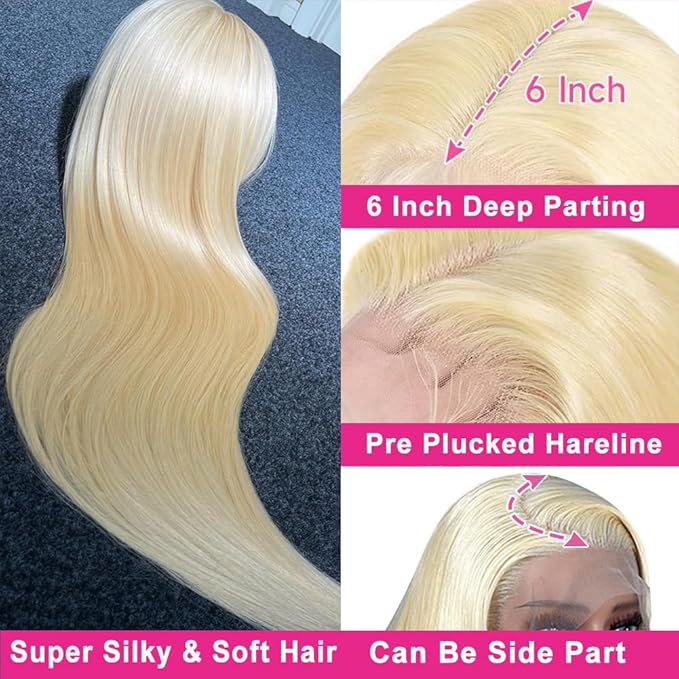 613 Lace Front Wig Human Hair 13x6 250% Density Blonde Lace Front Wigs Human Hair 20 Inch Straight 613 HD Lace Frontal Wig Pre Plucked With Baby Hair Natural Hairline