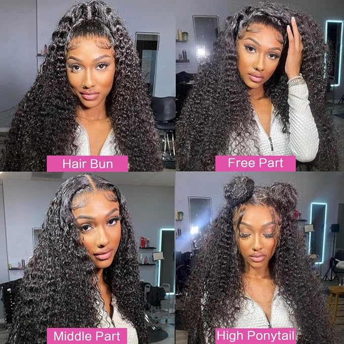 30 Inch Deep Wave Lace Front Wigs Human Hair 200 Density 13x6 HD Transparent Water Wave Lace Front Wigs Human Hair Pre Plucked Deep Wave Wig Glueless Curly Wig for Women