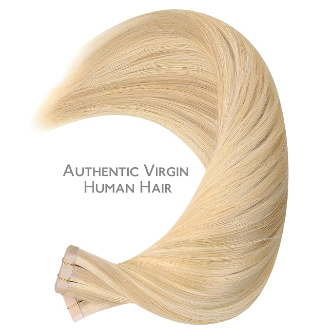 WENNALIFE Tape in Hair Extensions Human Hair, 40pcs 120g 26 inch Light Blonde Highlighted Golden Blonde Hair Extensions Real Human Hair Straight Tape in Extensions Invisible Human Hair Extensions