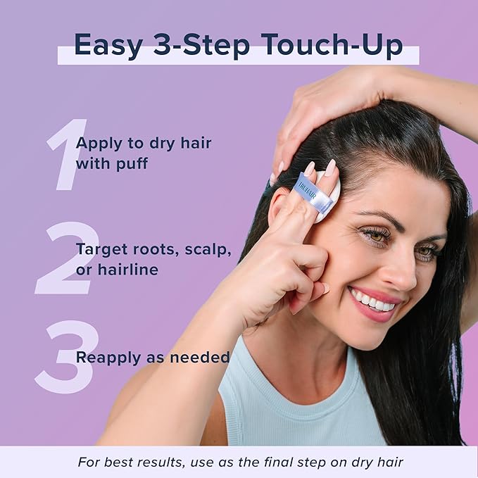 TRUHAIR Root & Scalp Cover Up Pressed Powder Compact, Waterproof, Weightless Hair Coverage & Bald Spot Concealing, Root Touch Up Hair Color for Gray Coverage & Thinning Areas, 0.35 Oz (Gray)