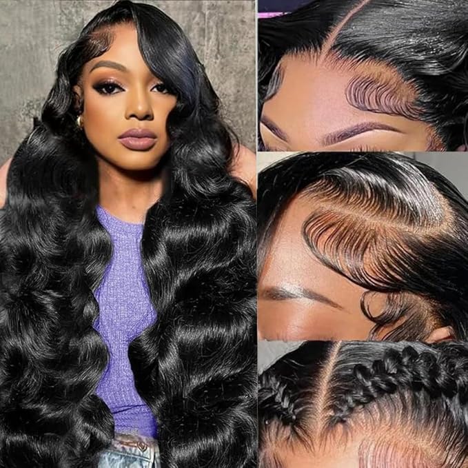 32 Inch 13x6 Body Wave Lace Front Wigs Human Hair Pre Plucked 200% Density HD Transparent Lace Frontal Wigs Human Hair With Baby Hair Natural for Women