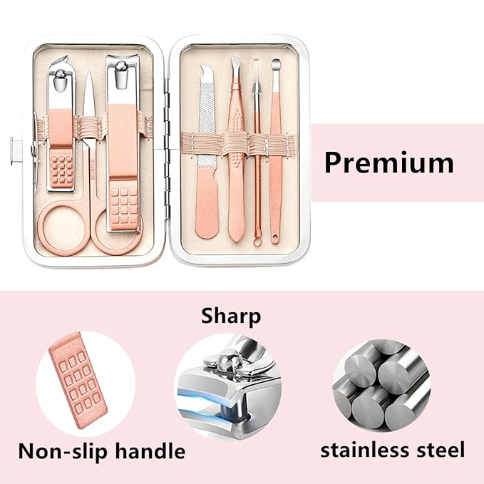 Manicure Set Stocking Stuffers for Women Men Nail Clipper Set Stainless Steel Toe Finger Nail Clippers Personal Care Tool with Travel Case Manicure Pedicure Tool Women Men Christmas Gifts Grooming Kit